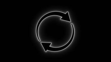 Glowing neon line Refresh icon isolated on black background. Reload symbol. reload icon animation glow video