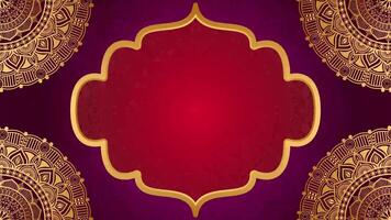 Luxury Background and red text box banner animation with Gold Mandala Rotating. Elegant Wedding Invitation Card Background with Red Background for Yoga, Wedding, and Ramadan video