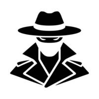 Secret Agent Silhouette with Hat and Coat, Undercover Detective Symbol for Security, Privacy, Surveillance, and Hacker Concepts vector