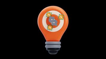3D Animation of Idea lightbulb target money video
