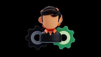 3D Animation of Manager with gear settings video