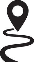 Black Location Pin Icon Over Winding Path Route Map Navigation Symbol map pin vector