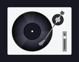 Illustration of a turntable with a classic vinyl record design, perfect for music, retro, DJ, and vintage-themed projects and creative backgrounds. vector