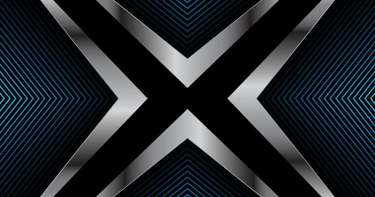 3D blue black techno abstract background overlap layer on dark space with silver x lines effect decoration. Modern graphic design element stripes style concept for web, flyer, card, or brochure cover