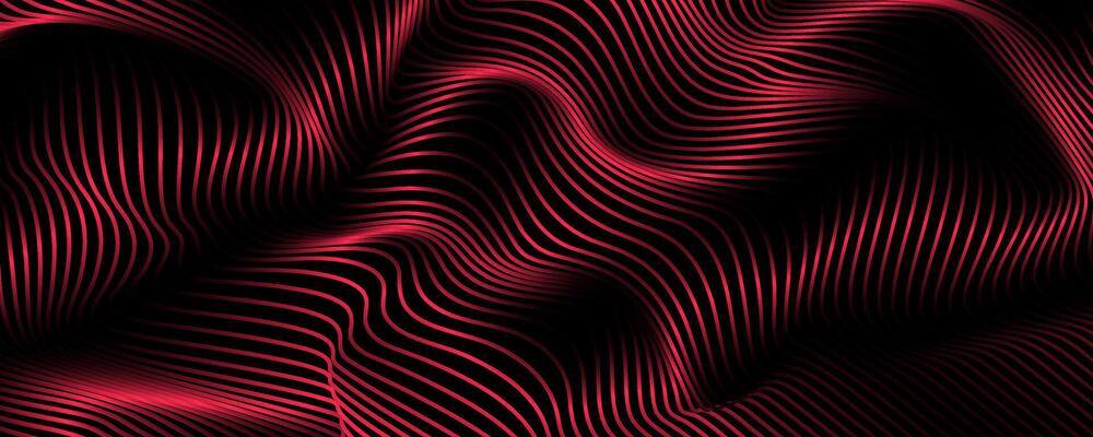3D red lines techno abstract background overlap layer on dark space with waves effect decoration. Modern graphic design element stripes style concept for web, poster, flyer, card, or brochure cover
