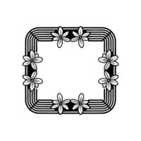 Floral Frame with Rounded Corners Elegant Black and White Border vector