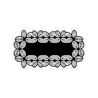 Black Floral Frame on White Minimalist Element vector