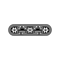 Elegant Japanese Floral Border Element, Minimalist Black and White. vector