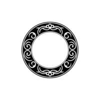 Ornate Black Circle Frame on White, Decorative Border. vector