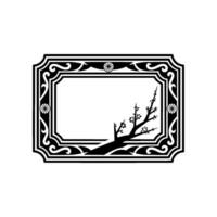 Japanese-Inspired Floral Frame, Minimalist , Blank Space. vector