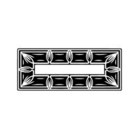 Black and White Geometric Frame on White Background. vector