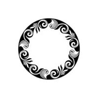 Elegant Black and White Floral Circle Frame - Decorative. vector