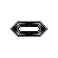 Geometric Minimalist Hexagon, Black and White Aesthetic. vector