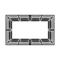 Decorative Black Rectangular Frame on White Background, Geometric Pattern. vector