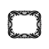 Elegant Black Frame Scrollwork, Seashells, Decorative Border. vector