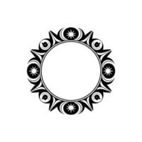 Decorative Black White Circle Frame , Native American Inspired. vector