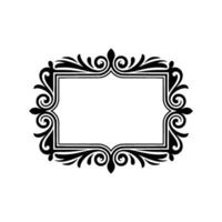 Elegant Black White Ornamented Frame on White Background. vector