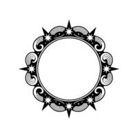 Circular Celestial Frame - Decorative in Black and White. vector