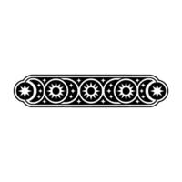 Celestial Ornamental Border - Black White, Geometric Pattern. vector