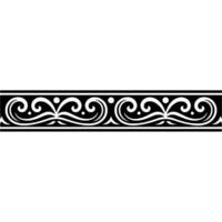 Elegant Black White Swirl Border with Pearls on White Background. vector