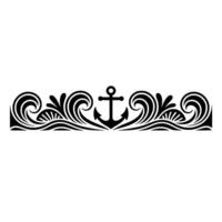 Nautical Border with Anchor, Waves, and Shells - Illustration. vector