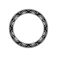 Elegant Circular Frame Black White Decorative Element. vector