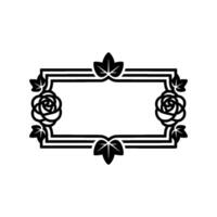 Elegant Floral Frame Silhouette Rose and Leaf. vector