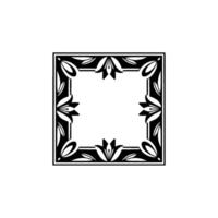 Elegant Floral Frame Silhouette, Vintage , Square Border, Decorative Element. vector