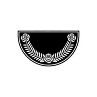 Elegant Black and White Floral Crest, Simple , Flat. vector