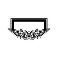 Elegant Floral Frame in Black and White - Minimalist. vector