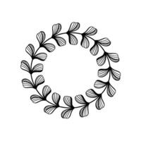 Minimalist Botanical Wreath - Elegant Black and White. vector