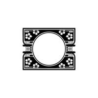 Japanese Floral Frame , Monochromatic , Empty Circle, for Invitations. vector