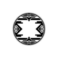 Geometric Circular Ornament in Minimalist Black and White. vector