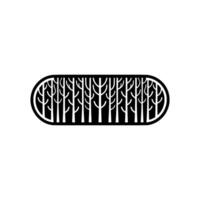 Minimalist Forest Silhouette in Oval Frame - Element. vector