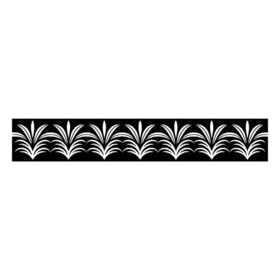 Elegant Art Deco Botanical Border, Black and White.