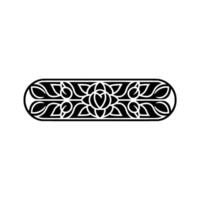 Black Floral Pattern Element on White Background Decorative. vector