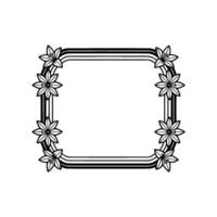 Floral Frame Minimalist Black and White Element. vector