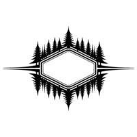 Minimalist Forest Emblem with Blank Diamond Frame. vector
