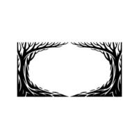 Silhouette Tree Frame, Minimalist Nature Art, Empty Space, Element. vector