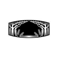 Forest Silhouette Frame Minimalist Nature Border. vector