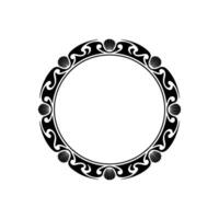Elegant Black and White Circular Ornament with Shell Accents. vector