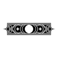 Elegant Black and White Celestial Border on White Background. vector