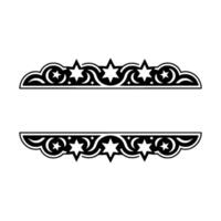 Elegant Star Swirl Border , Black and Silver. vector