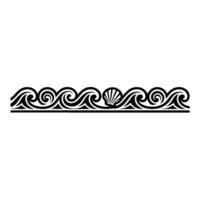 Stylized Black White Ocean Wave Border with Seashell. vector