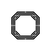 Minimalist Geometric Octagon Black Lines on White. vector