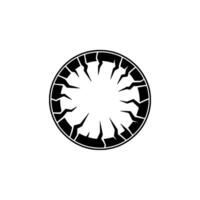 Abstract Cracked Circle in Black and White. vector