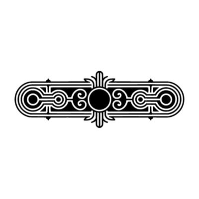 Geometric Ornament in Black on White Decorative Element.