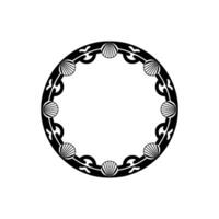 Black and White Seashell Circular Frame Element. vector