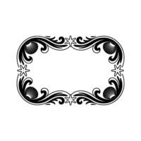 Elegant Nautical Frame Black and White Seashells Starfish. vector
