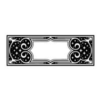 Black White Decorative Label Frame, Intricate , Space for Text. vector